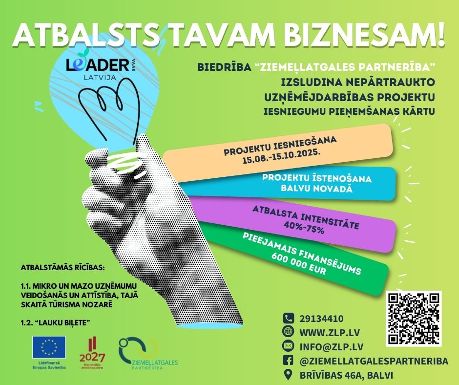 Uzņēmējdarbības projektu kārta ir atvērta!