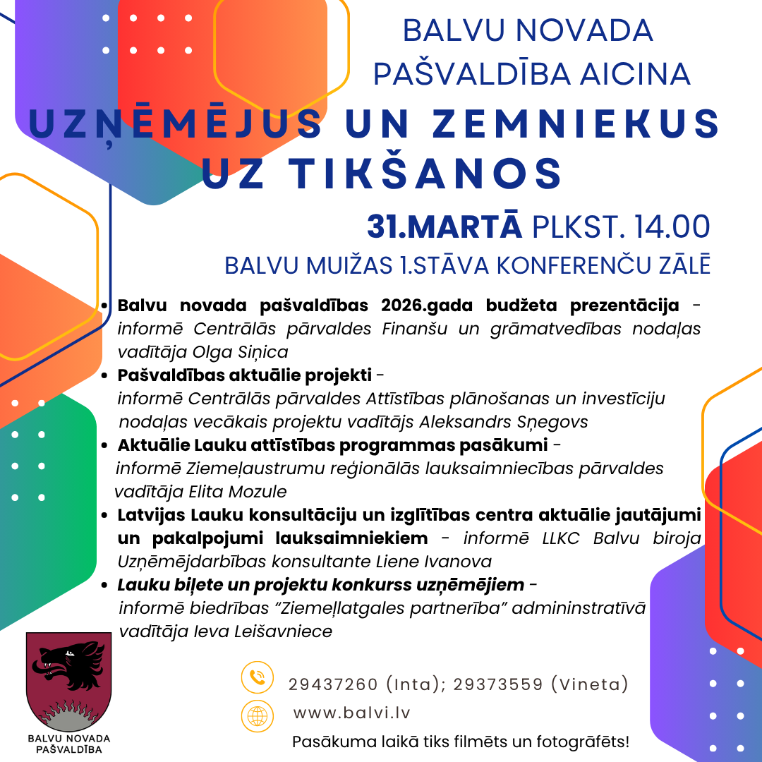 Uzzini par aktuālo Balvu novadā!