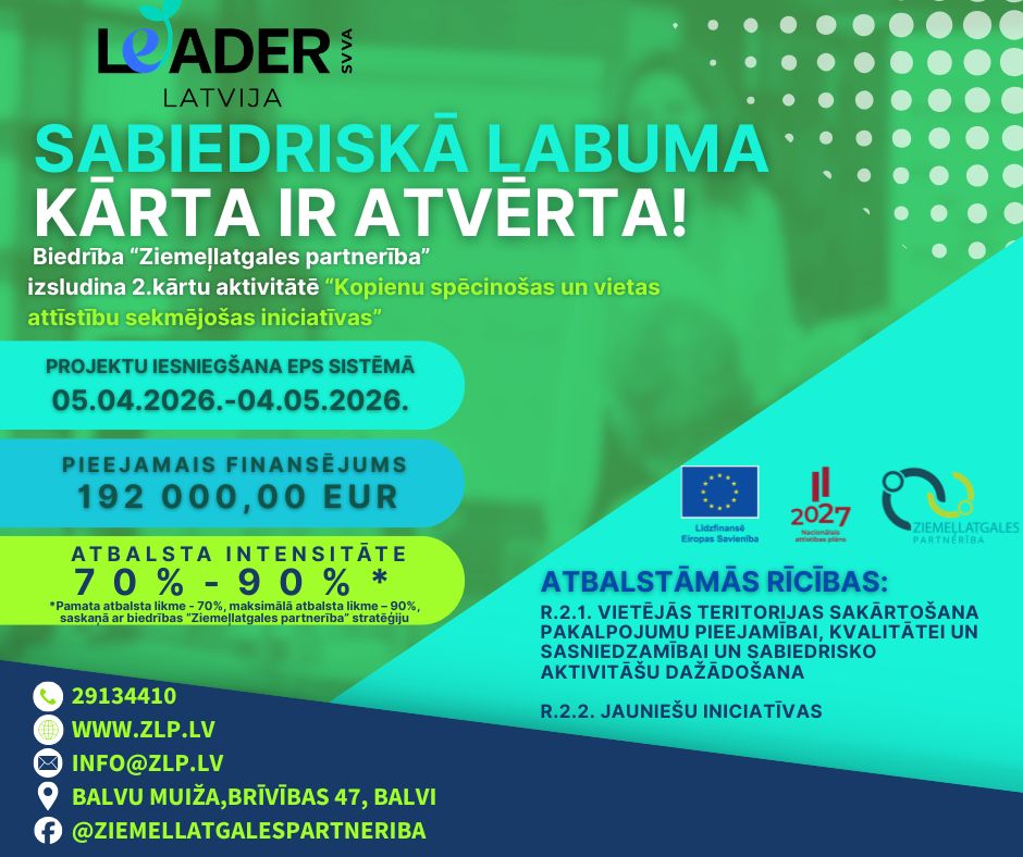 Sabiedriskā labuma projektu kārta ir atvērta!